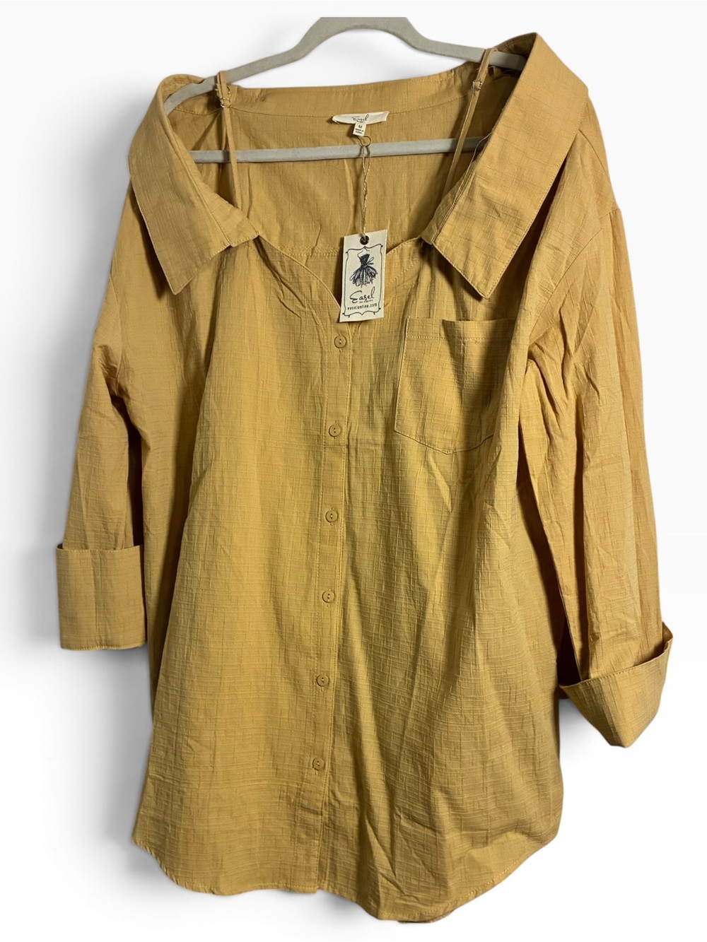 easel Relaxed Button-Down Shirt in Mustard